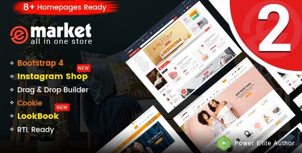 eMarket - Responsive &amp; Multipurpose Sectioned Drag &amp; Drop Bootstrap 4 Shopify Theme