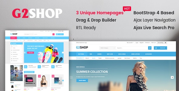 G2Shop - Responsive &amp; Multipurpose Sectioned Bootstrap 4 Shopify Theme