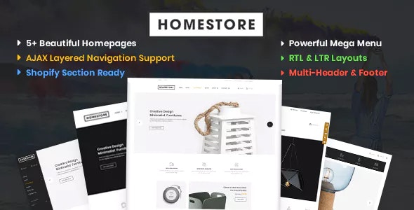 HomeStore – Modern, Minimal &amp; Multipurpose Shopify Theme with Sections